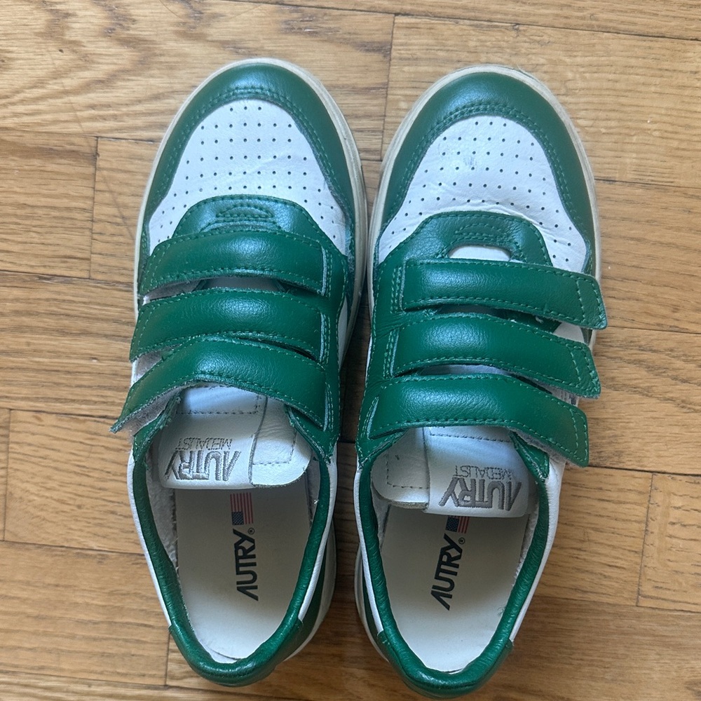 Autry Kids Green & White Velcro Sneakers - SZ 34